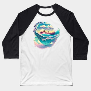 ocean waves painting watercolor Baseball T-Shirt